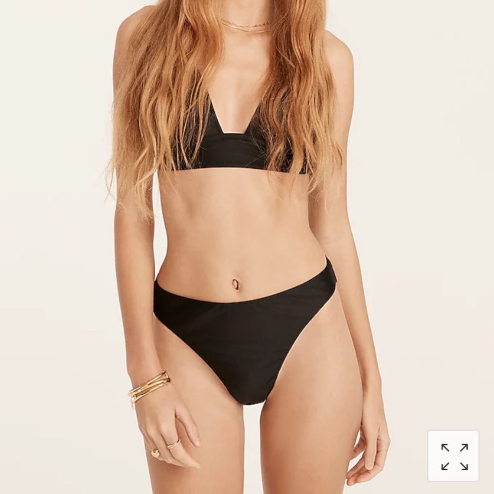 J Crew High Waist Cheeky Bikini Bottoms eco fabric black XS/S
